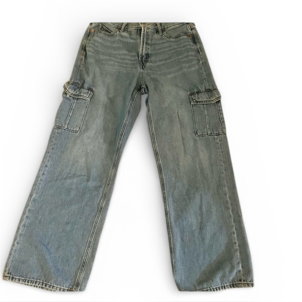 Old Navy Jeans Sky-Hi Wide Leg Extra High Rise Womens Size 10 Denim Medium Wash - Picture 2 of 6